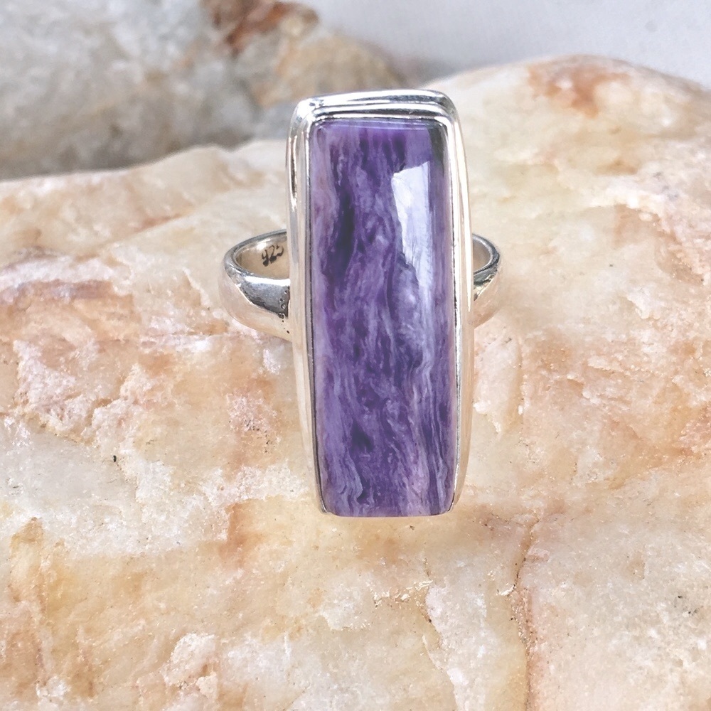 Siberian Charoite 925 sterling silver ring 6 NWT